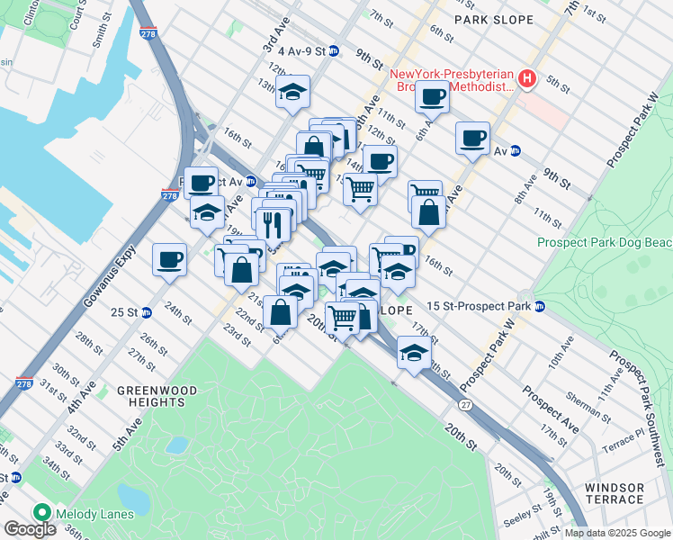 map of restaurants, bars, coffee shops, grocery stores, and more near in Brooklyn