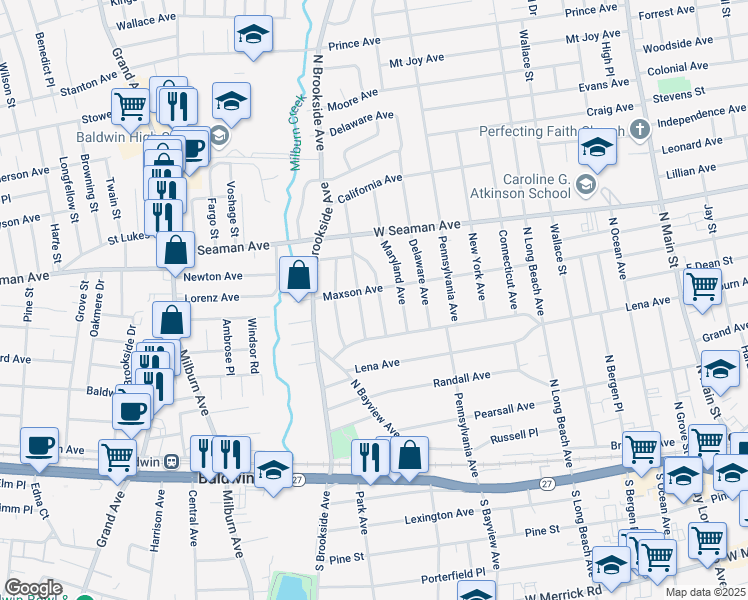 map of restaurants, bars, coffee shops, grocery stores, and more near 37 Beverly Parkway in Freeport