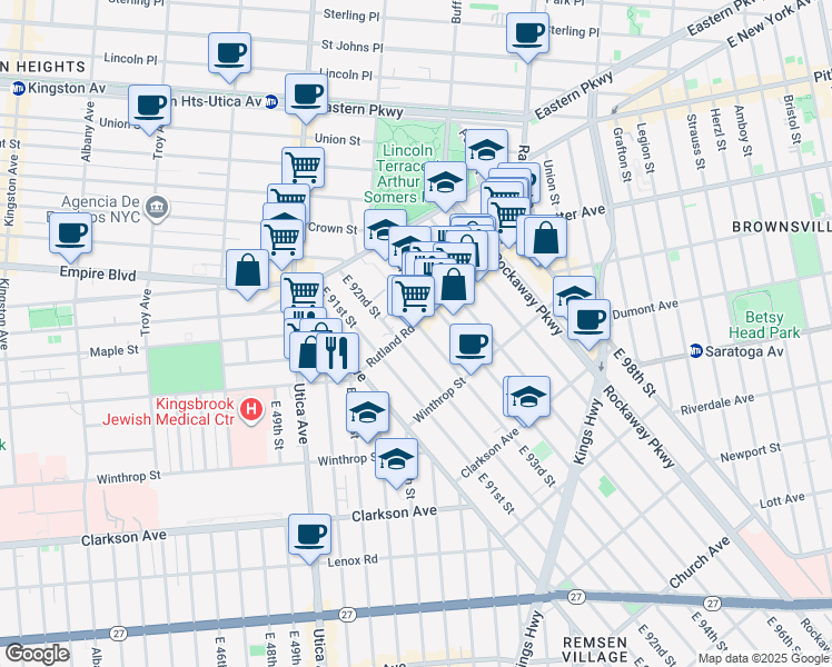 map of restaurants, bars, coffee shops, grocery stores, and more near in Brooklyn