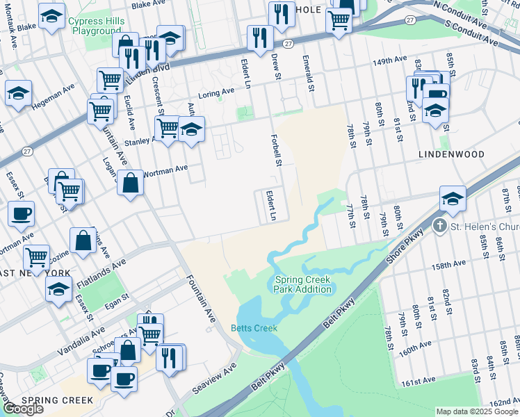 map of restaurants, bars, coffee shops, grocery stores, and more near 1119 Grant Avenue in Brooklyn