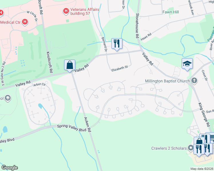 map of restaurants, bars, coffee shops, grocery stores, and more near 48 Alexandria Way in Basking Ridge
