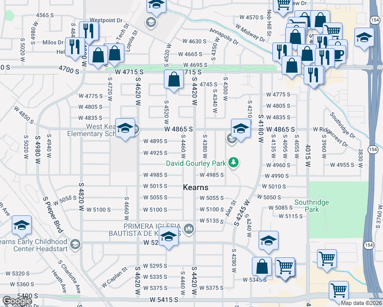 map of restaurants, bars, coffee shops, grocery stores, and more near 4931 South 4420 West in Kearns
