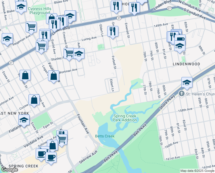 map of restaurants, bars, coffee shops, grocery stores, and more near 1119 Grant Avenue in Brooklyn