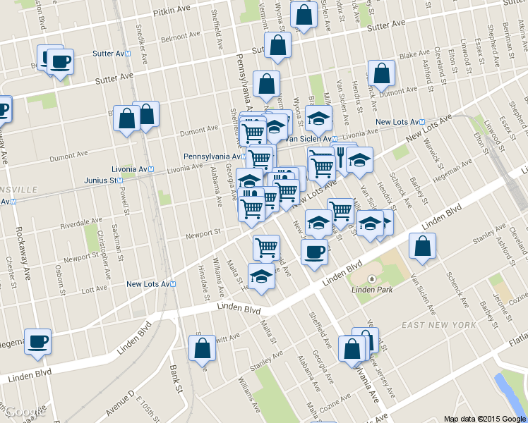 map of restaurants, bars, coffee shops, grocery stores, and more near in Brooklyn