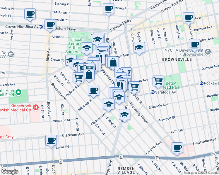 map of restaurants, bars, coffee shops, grocery stores, and more near in Brooklyn