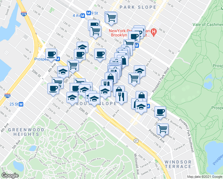 map of restaurants, bars, coffee shops, grocery stores, and more near in Brooklyn