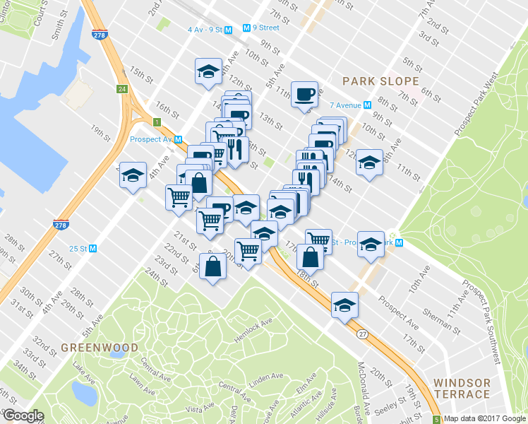 map of restaurants, bars, coffee shops, grocery stores, and more near in Brooklyn