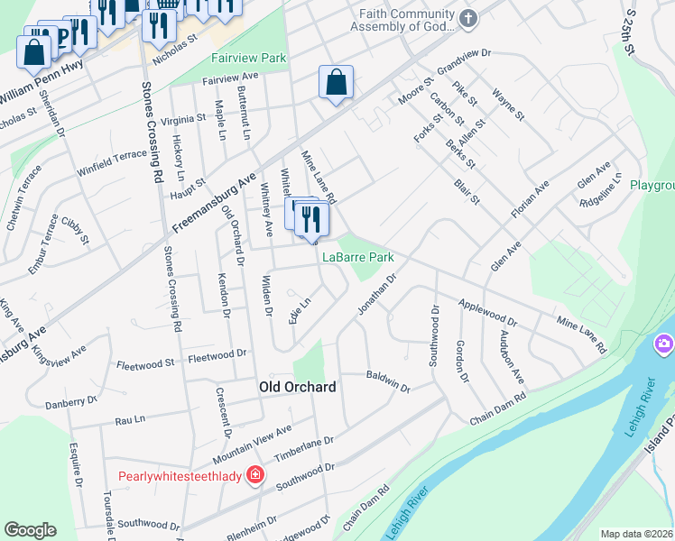 map of restaurants, bars, coffee shops, grocery stores, and more near 89 Wilden Drive in Easton
