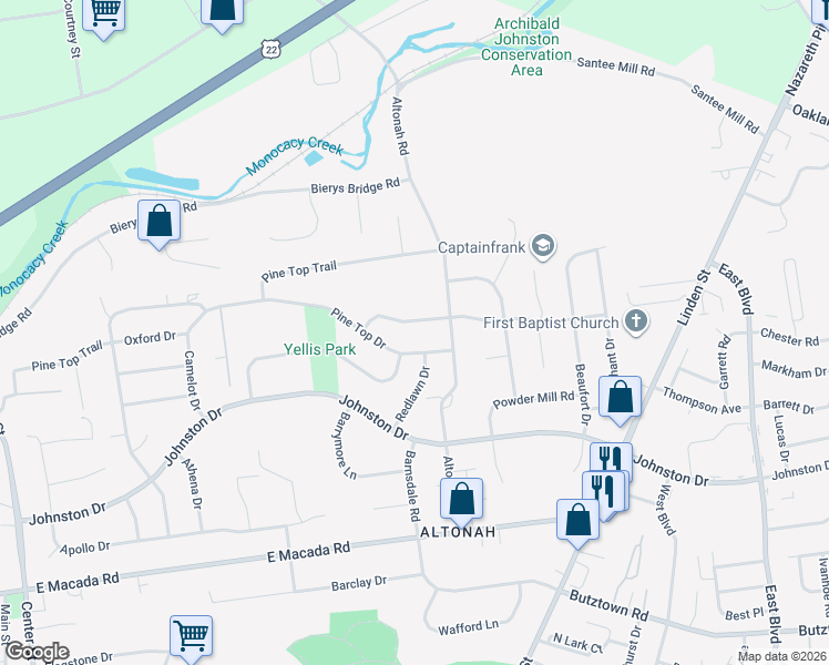 map of restaurants, bars, coffee shops, grocery stores, and more near 850 Laurel Drive in Bethlehem