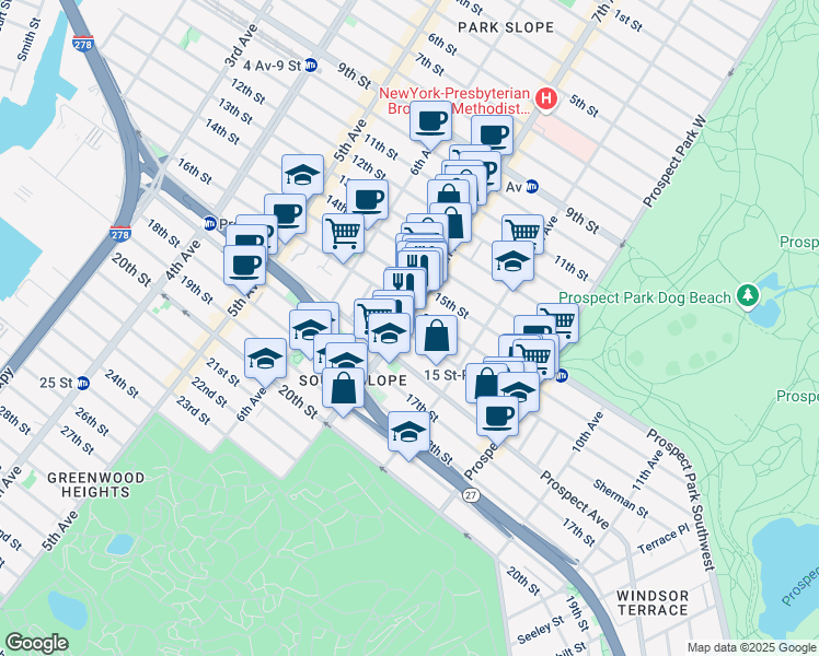 map of restaurants, bars, coffee shops, grocery stores, and more near in Brooklyn