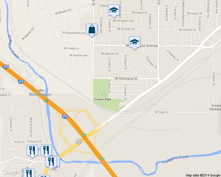 map of restaurants, bars, coffee shops, grocery stores, and more near 2920 West Wyoming Street in Peoria