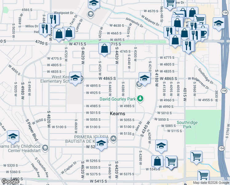 map of restaurants, bars, coffee shops, grocery stores, and more near 4931 South 4420 West in Kearns