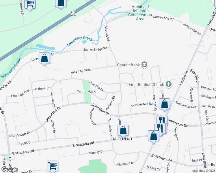 map of restaurants, bars, coffee shops, grocery stores, and more near 850 Laurel Drive in Bethlehem