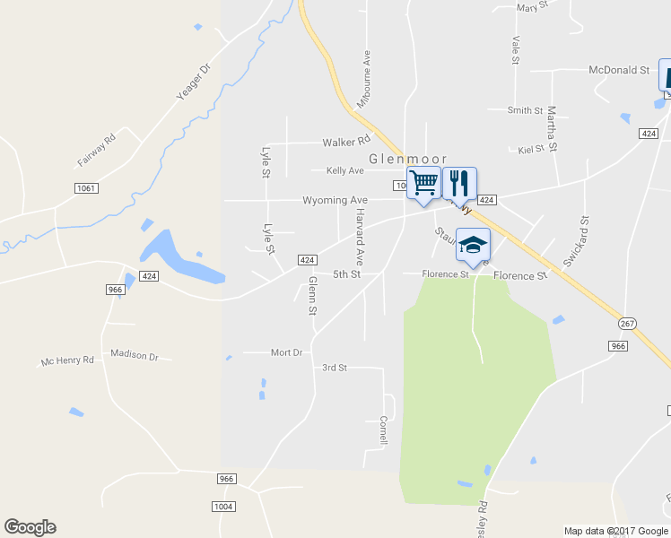 map of restaurants, bars, coffee shops, grocery stores, and more near 46276 5th Street in East Liverpool