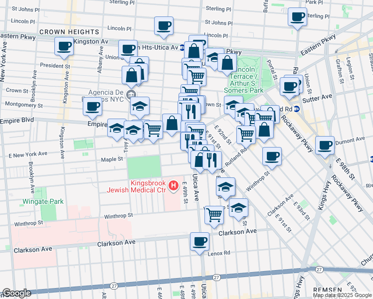 map of restaurants, bars, coffee shops, grocery stores, and more near 835 Maple Street in Brooklyn