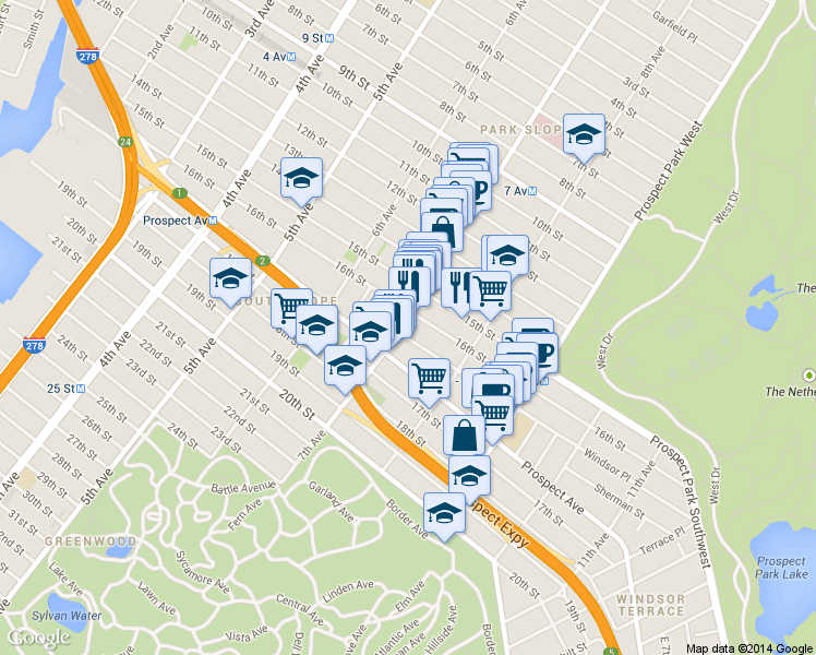map of restaurants, bars, coffee shops, grocery stores, and more near in Brooklyn