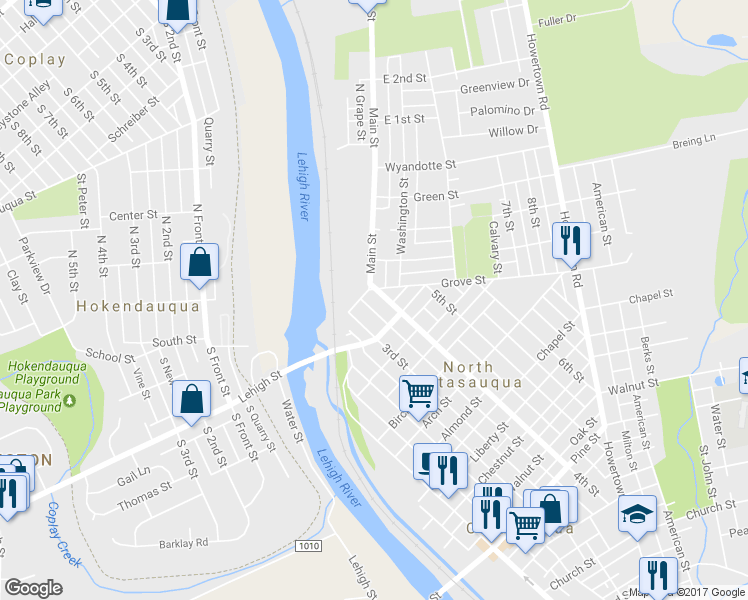 map of restaurants, bars, coffee shops, grocery stores, and more near 1328 4th Street in Catasauqua