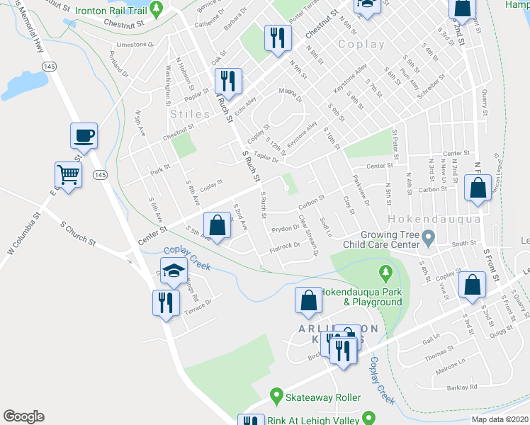 map of restaurants, bars, coffee shops, grocery stores, and more near 3282 Carbon Street in Whitehall