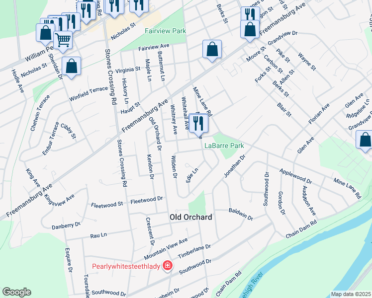 map of restaurants, bars, coffee shops, grocery stores, and more near 115 Wilden Drive in Easton