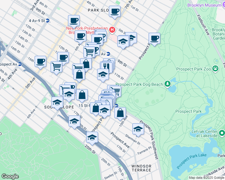 map of restaurants, bars, coffee shops, grocery stores, and more near 481 14th Street in Brooklyn