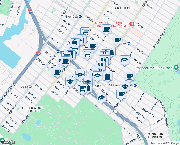 map of restaurants, bars, coffee shops, grocery stores, and more near in Brooklyn