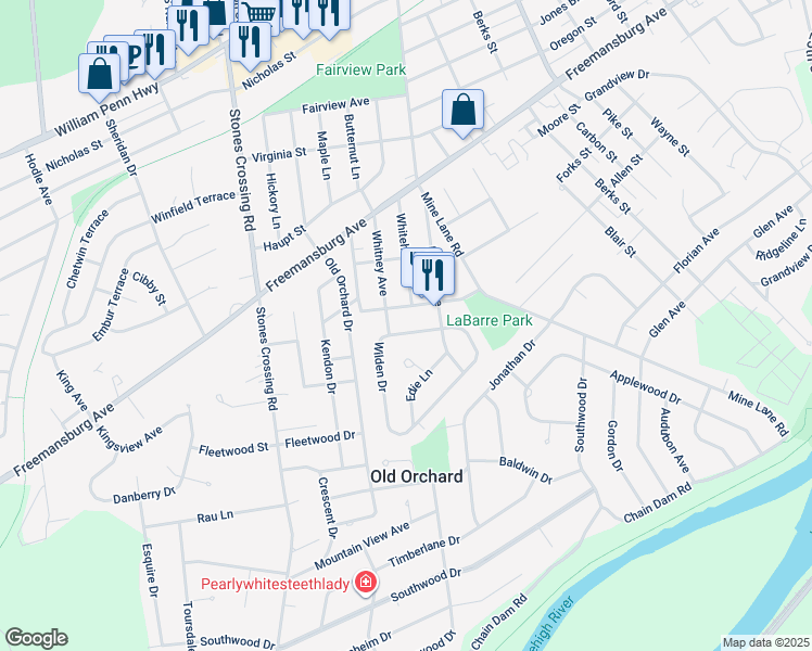 map of restaurants, bars, coffee shops, grocery stores, and more near 115 Wilden Drive in Easton