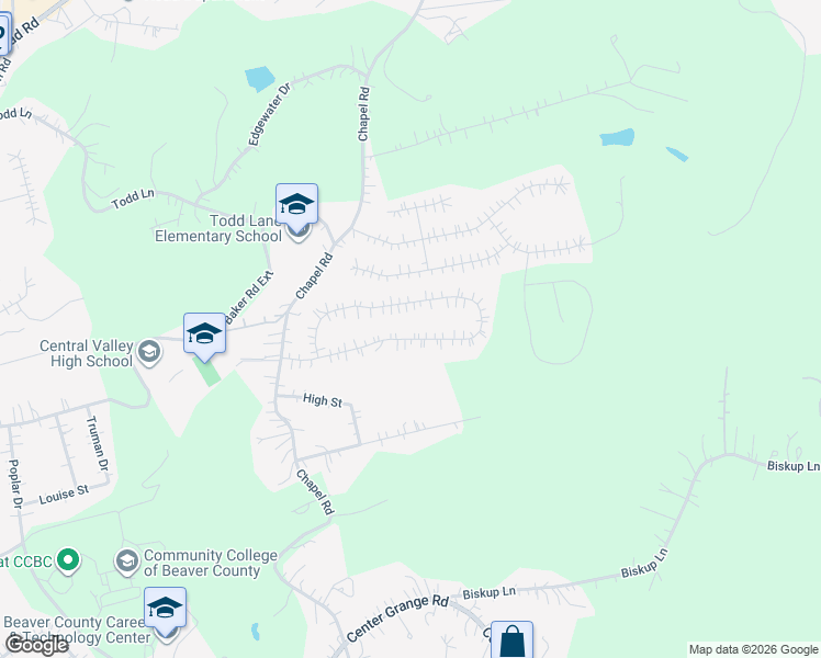 map of restaurants, bars, coffee shops, grocery stores, and more near 132 Cedar Ridge Drive in Monaca