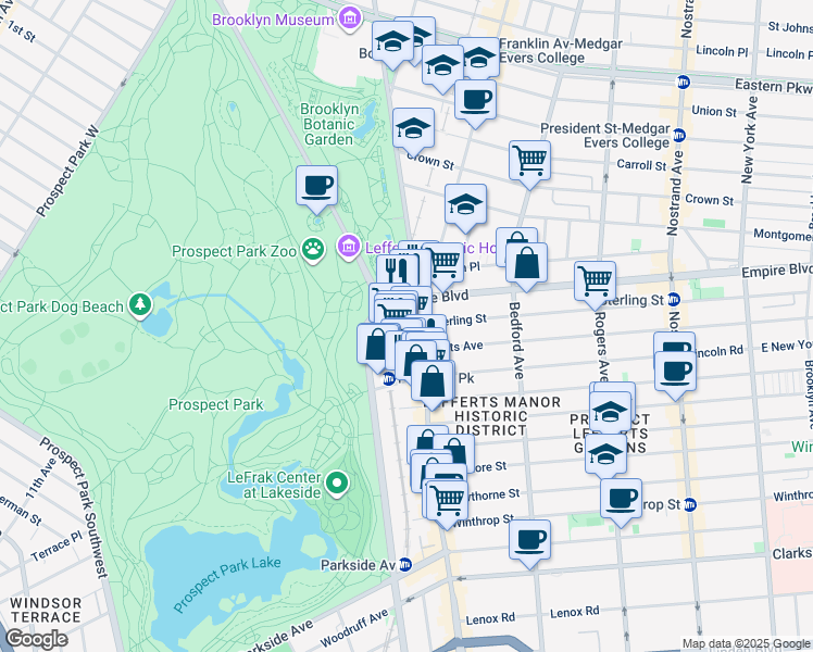 map of restaurants, bars, coffee shops, grocery stores, and more near 479 Flatbush Avenue in Brooklyn