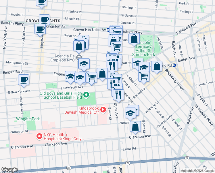 map of restaurants, bars, coffee shops, grocery stores, and more near 835 Maple Street in Brooklyn