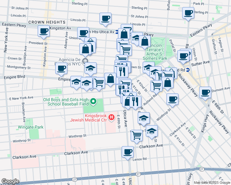 map of restaurants, bars, coffee shops, grocery stores, and more near 835 Maple Street in Brooklyn