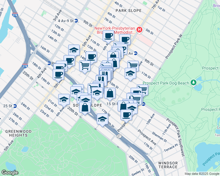 map of restaurants, bars, coffee shops, grocery stores, and more near in Brooklyn