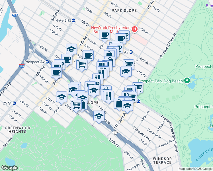 map of restaurants, bars, coffee shops, grocery stores, and more near in Brooklyn