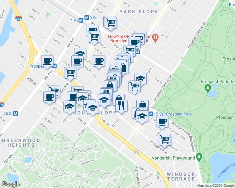 map of restaurants, bars, coffee shops, grocery stores, and more near in Brooklyn