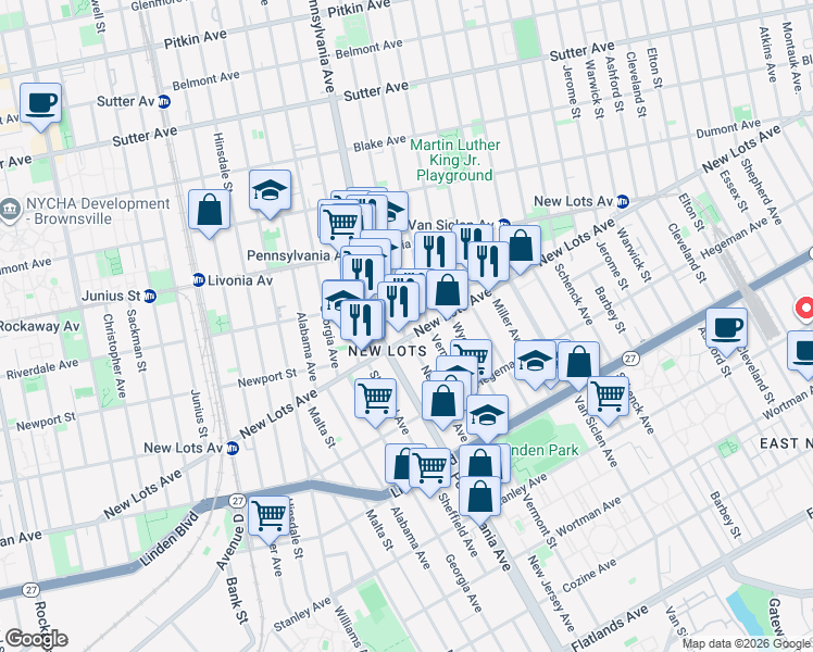map of restaurants, bars, coffee shops, grocery stores, and more near in Brooklyn