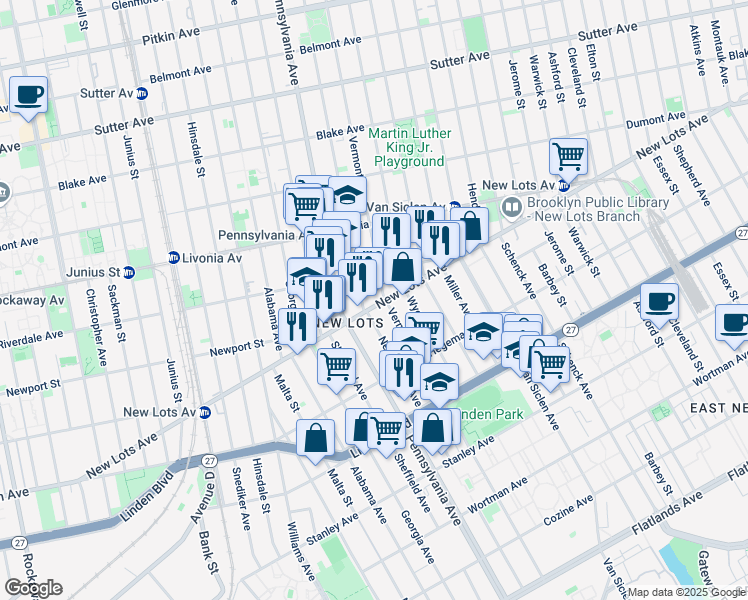 map of restaurants, bars, coffee shops, grocery stores, and more near 698 Vermont Street in Brooklyn
