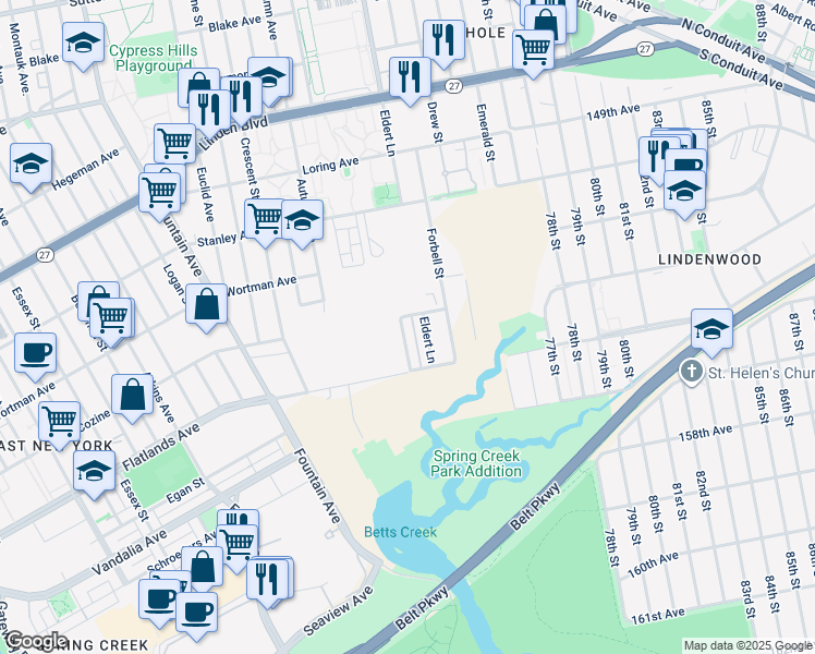 map of restaurants, bars, coffee shops, grocery stores, and more near 1119 Grant Avenue in Brooklyn