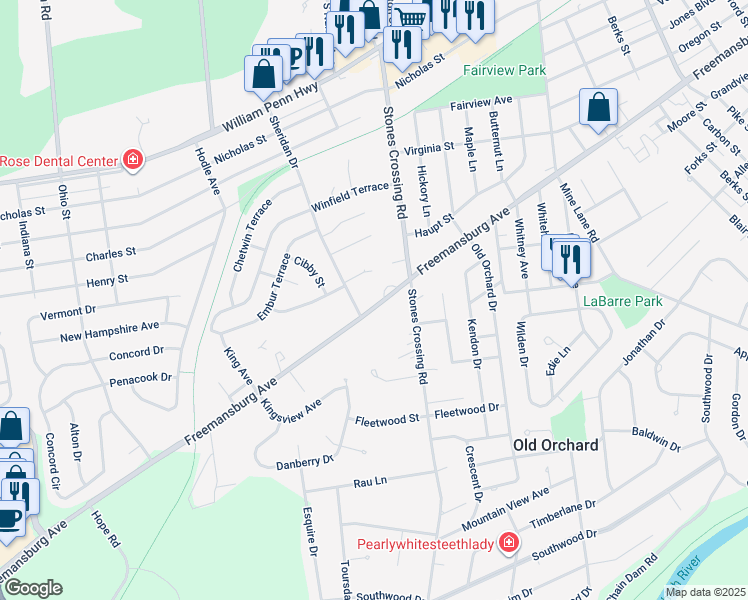 map of restaurants, bars, coffee shops, grocery stores, and more near 3921 Freemansburg Avenue in Easton