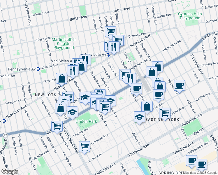 map of restaurants, bars, coffee shops, grocery stores, and more near 826 Barbey Street in Brooklyn
