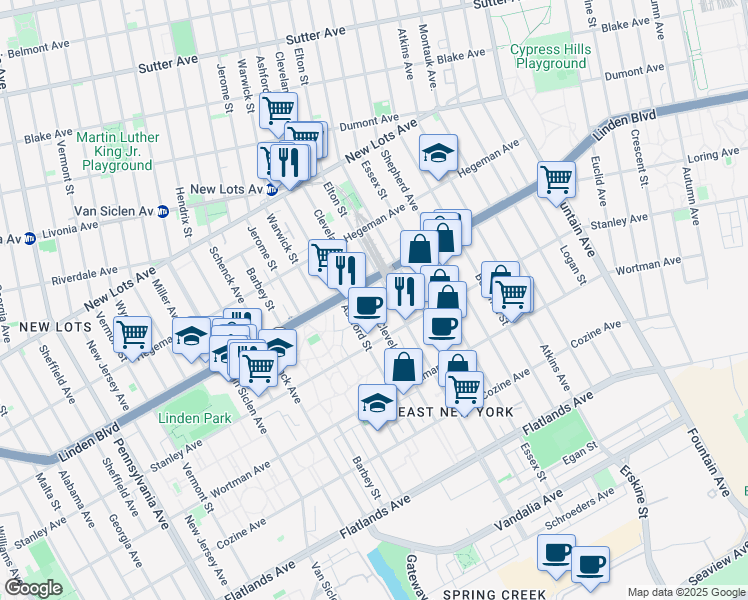 map of restaurants, bars, coffee shops, grocery stores, and more near 926 Cleveland Street in Brooklyn