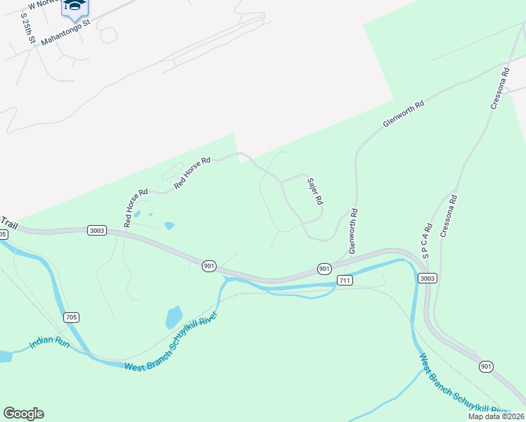 map of restaurants, bars, coffee shops, grocery stores, and more near 81 Red Horse Road in Pottsville