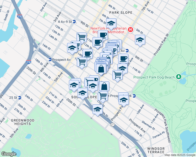 map of restaurants, bars, coffee shops, grocery stores, and more near in Brooklyn