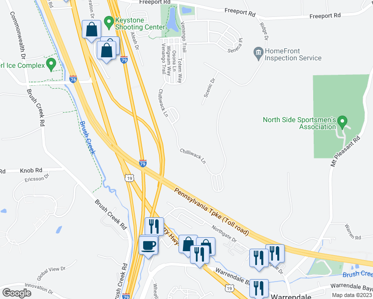 map of restaurants, bars, coffee shops, grocery stores, and more near 633 Chilliwack Lane in Mars