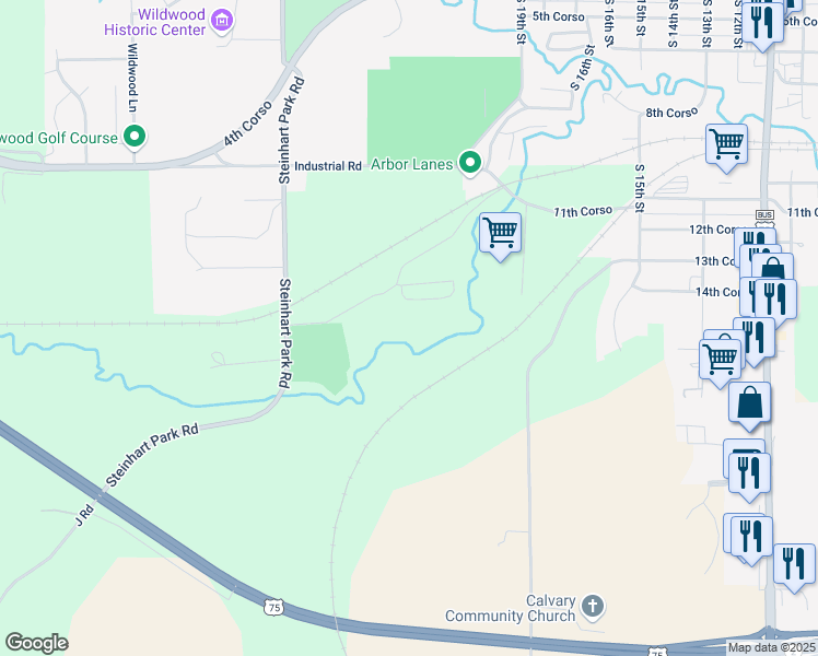 map of restaurants, bars, coffee shops, grocery stores, and more near 6124 Steinhart Park Road in Nebraska City