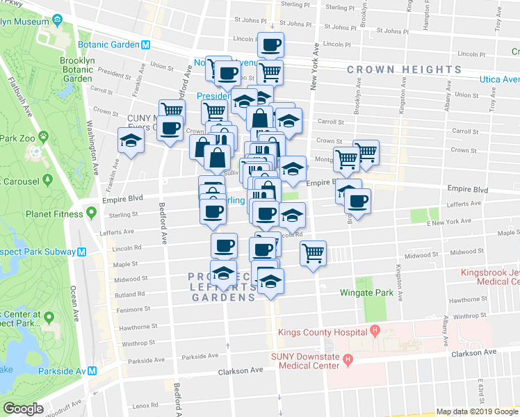 map of restaurants, bars, coffee shops, grocery stores, and more near in Brooklyn
