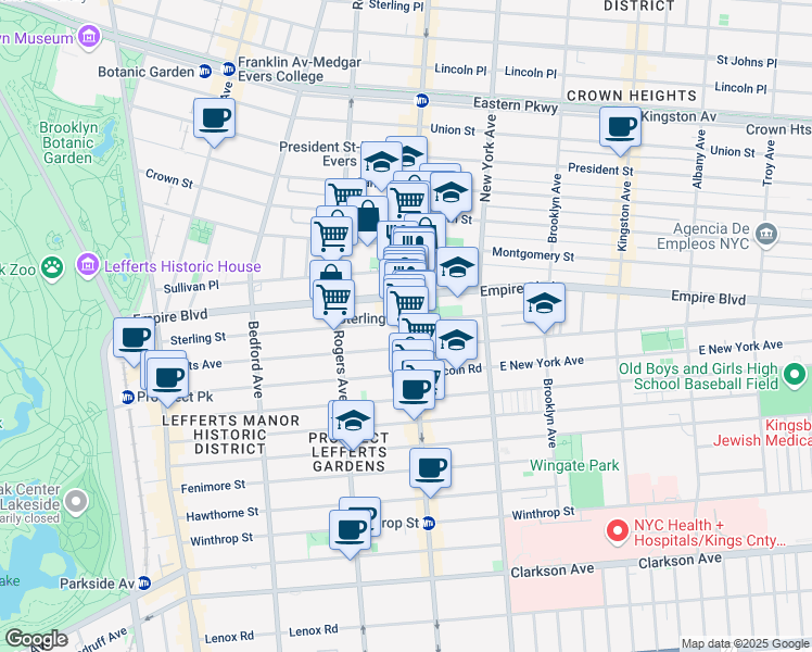 map of restaurants, bars, coffee shops, grocery stores, and more near in Brooklyn