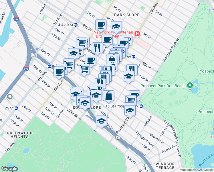 map of restaurants, bars, coffee shops, grocery stores, and more near in Brooklyn