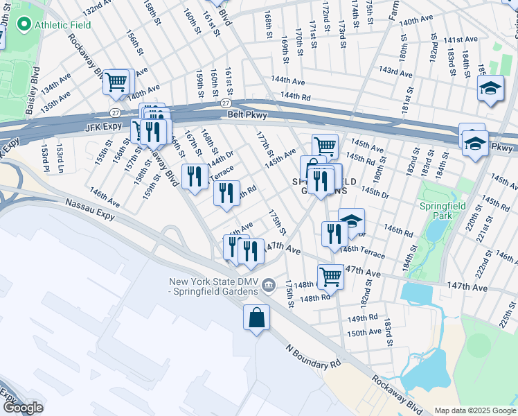 map of restaurants, bars, coffee shops, grocery stores, and more near in Queens