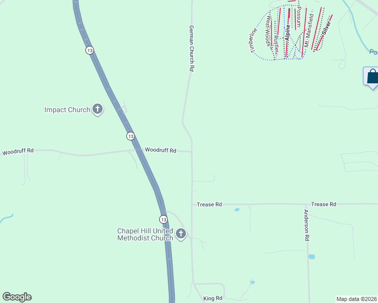 map of restaurants, bars, coffee shops, grocery stores, and more near 3514 German Church Road in Mansfield