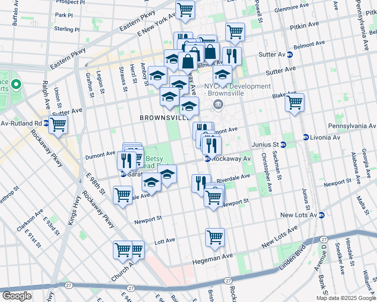 map of restaurants, bars, coffee shops, grocery stores, and more near 376 Chester Street in Brooklyn