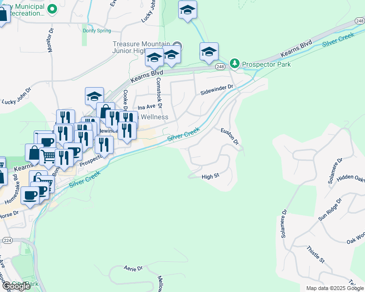 map of restaurants, bars, coffee shops, grocery stores, and more near 2110 Belle Star Court in Park City